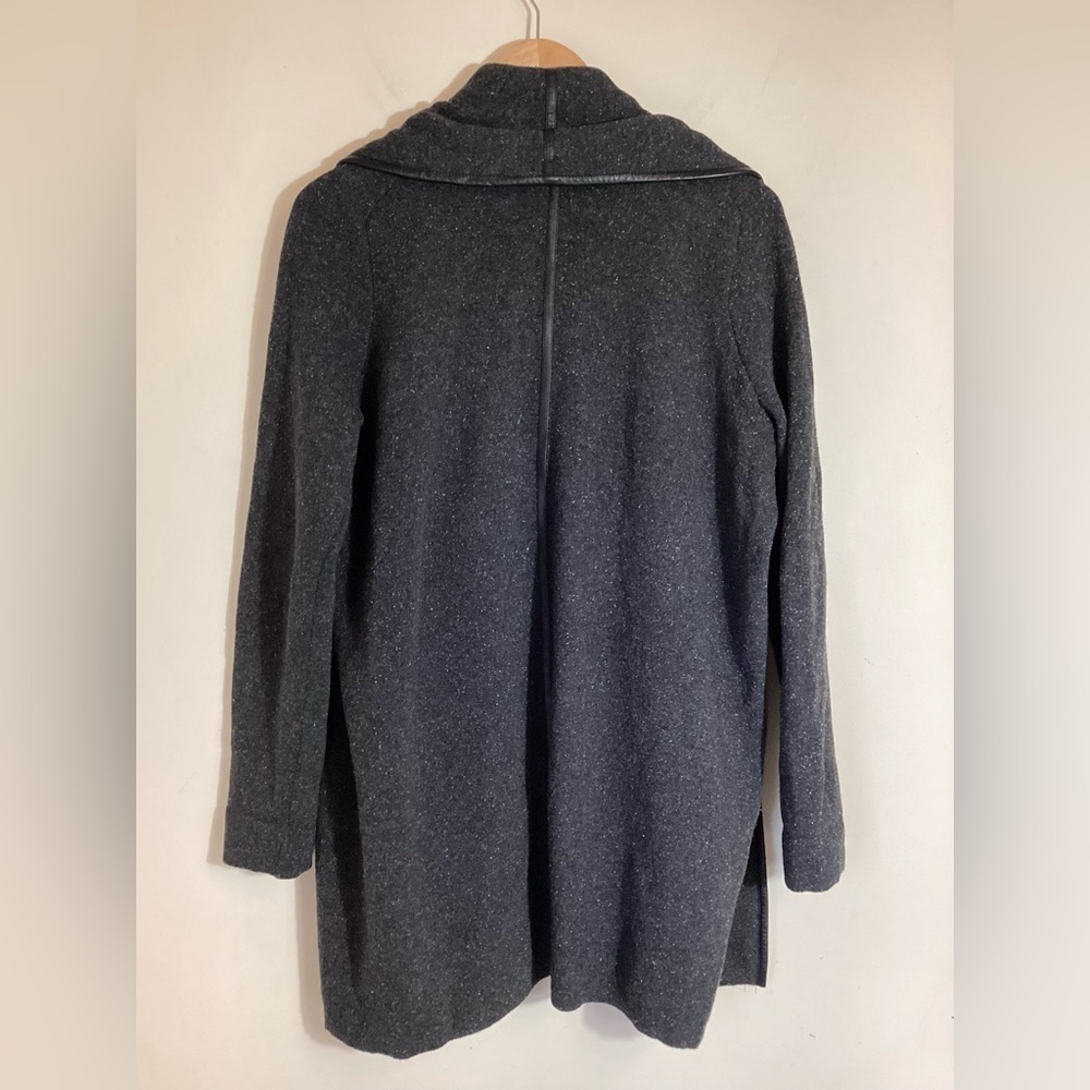 VINCE Leather Trim Cardigan Cashmere Wool Silk - Picture 6 of 16